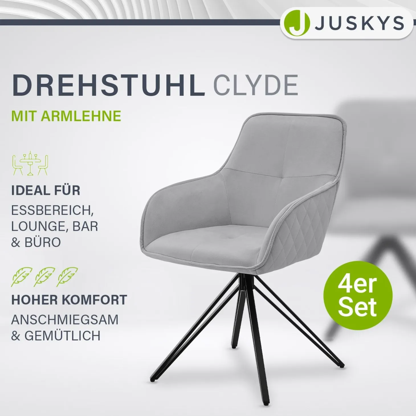 Esszimmerstuhl drehbar mit Samt Clyde