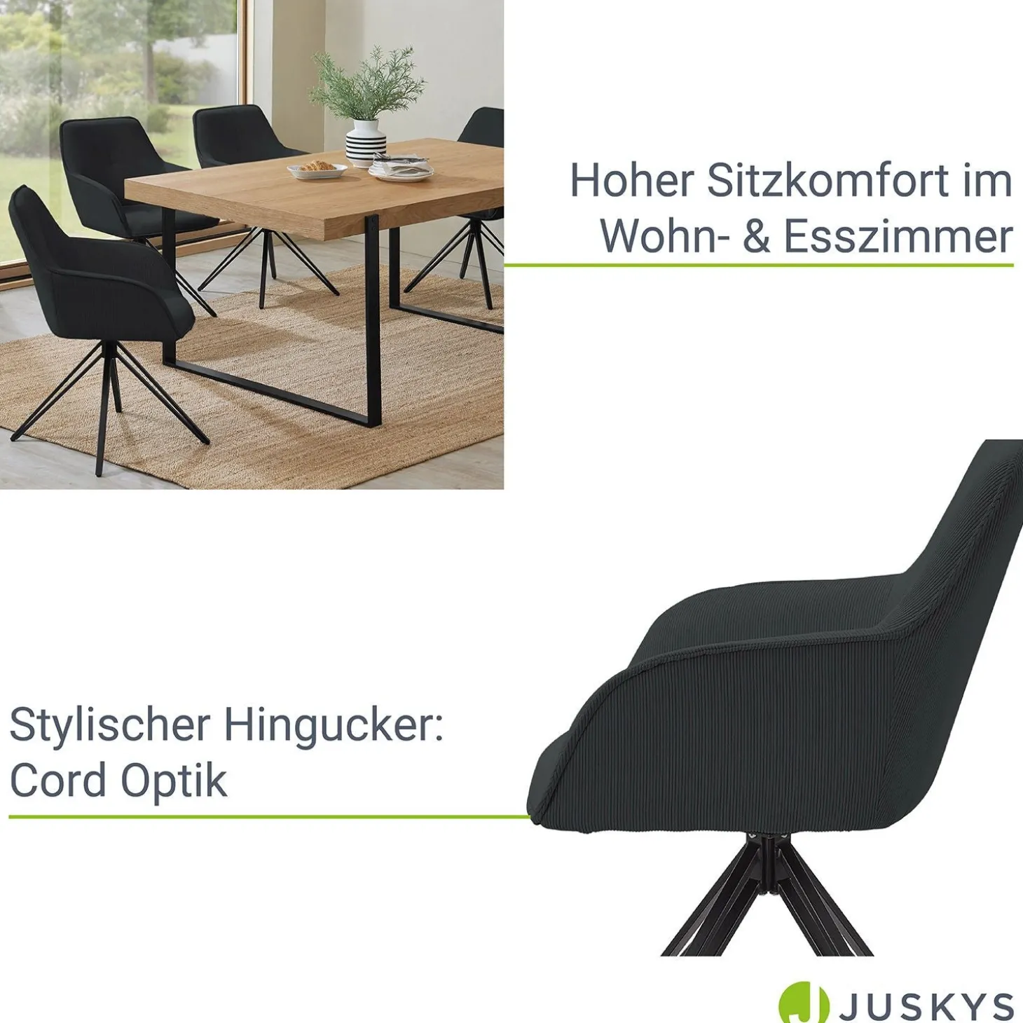 Esszimmerstuhl drehbar mit Samt Clyde