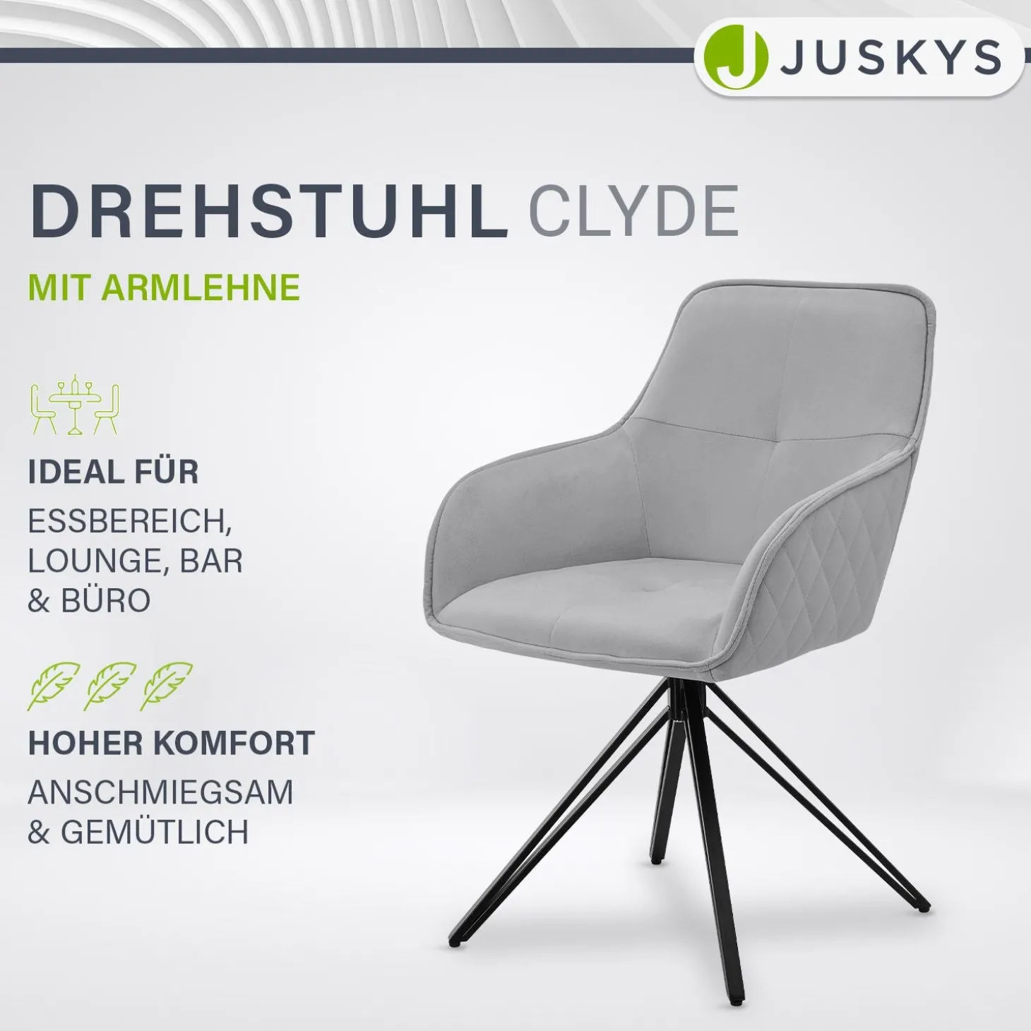 Esszimmerstuhl drehbar mit Samt Clyde