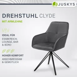 Esszimmerstuhl drehbar mit Samt Clyde