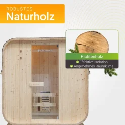 Fasssauna quadratisch Nolvik