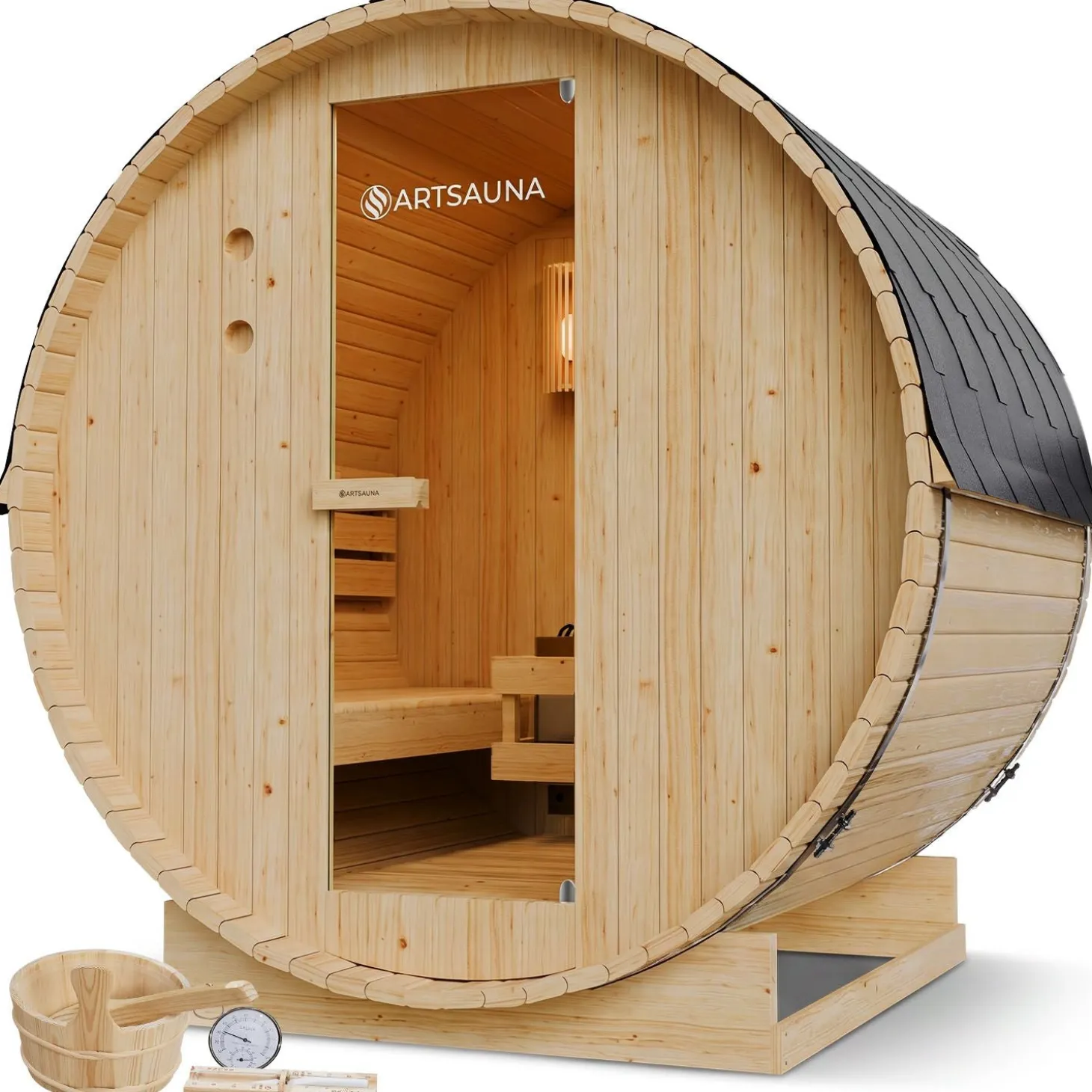 Fasssauna Spitzbergen mit Saunaofen