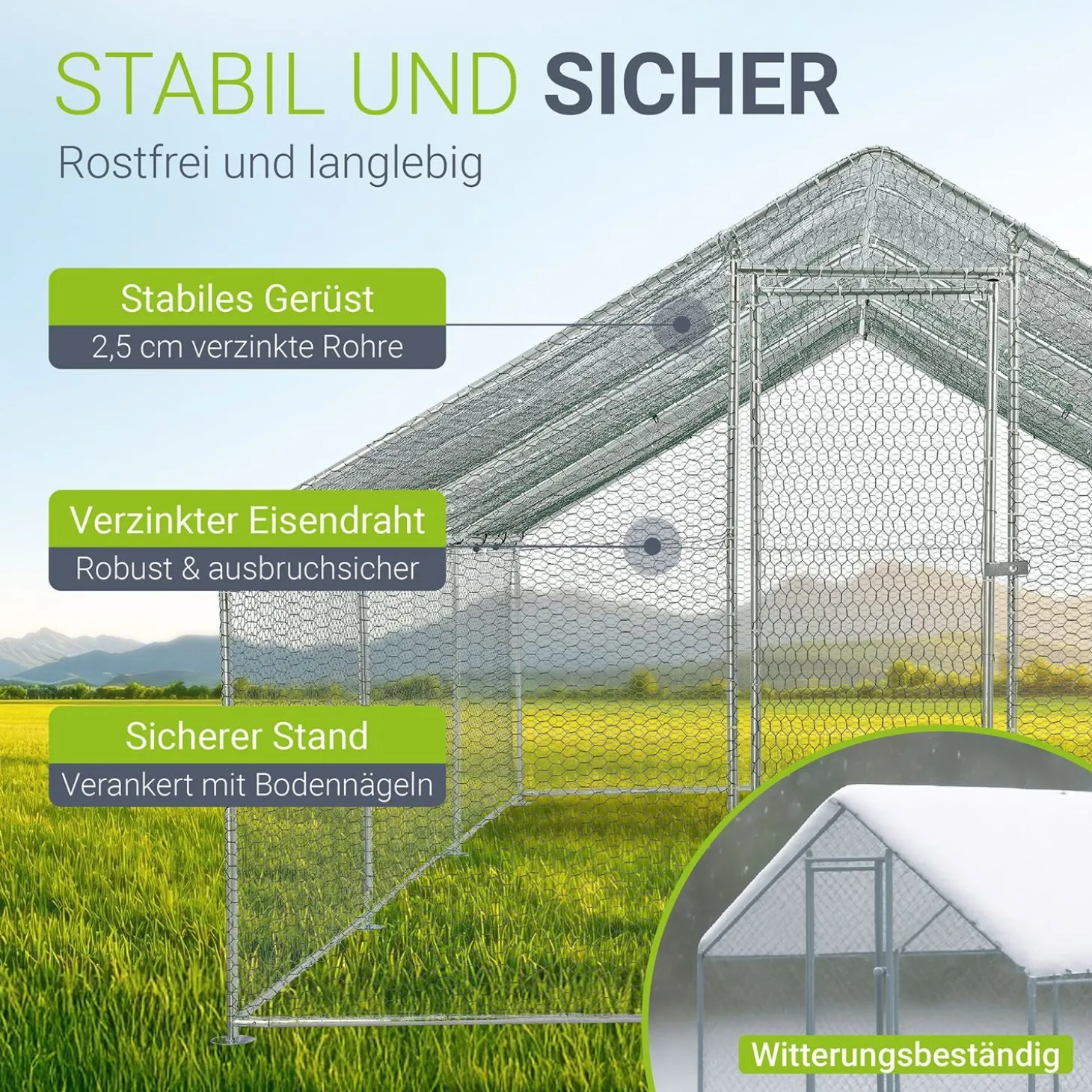 Freilaufgehege HLS25T für Hühner