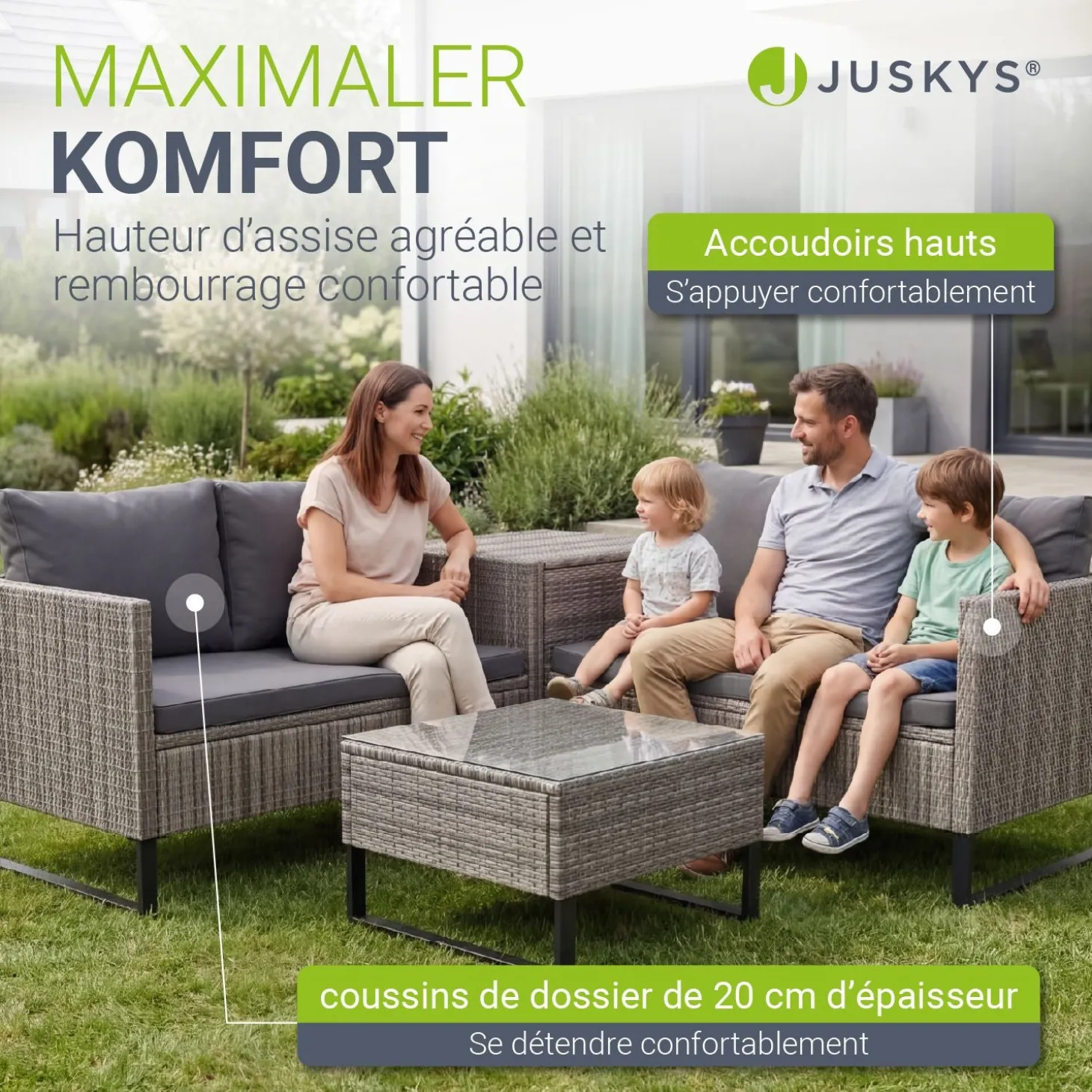 Gartenlounge für 4 Personen Santorini