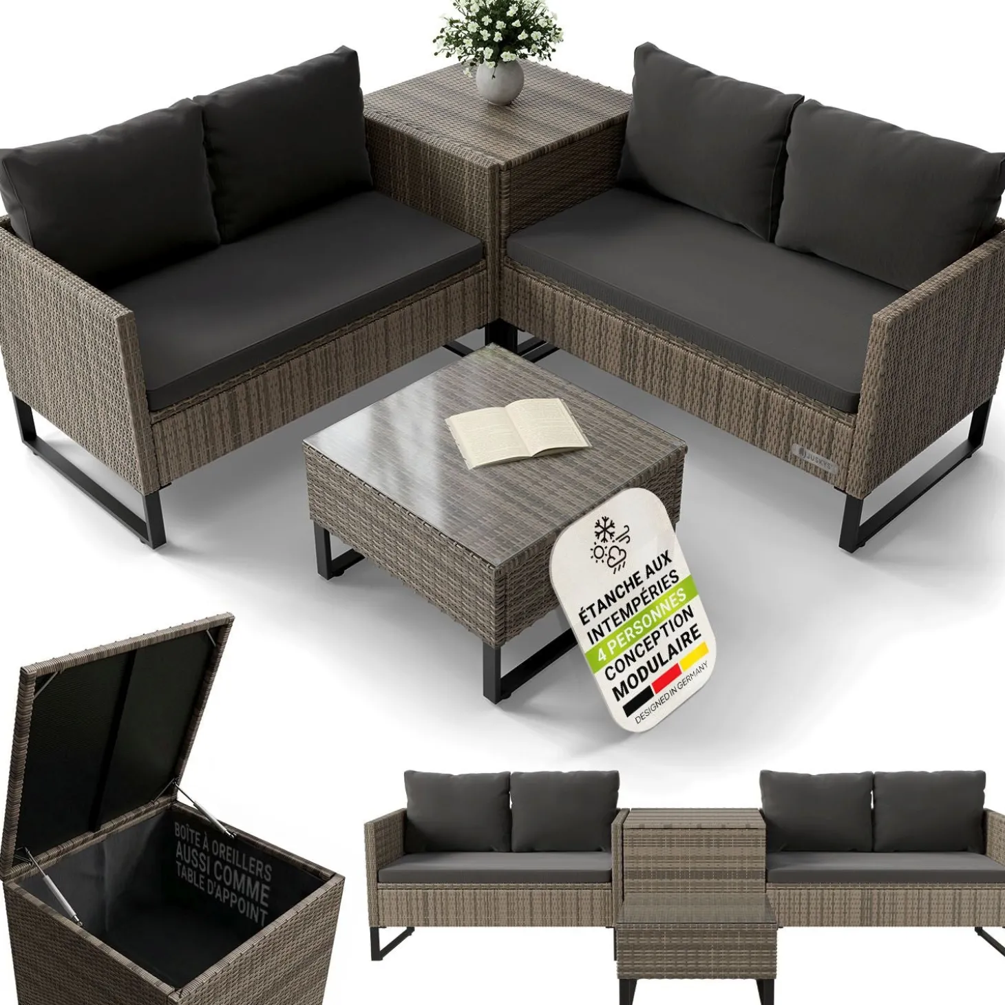 Gartenlounge für 4 Personen Santorini