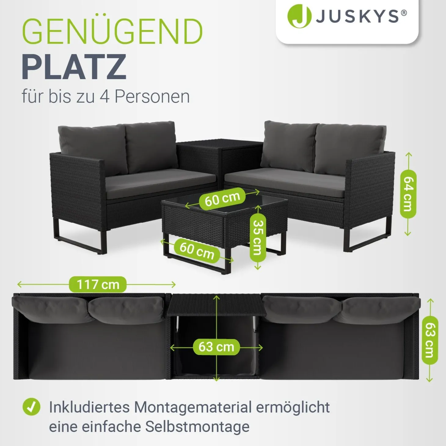 Gartenlounge für 4 Personen Santorini