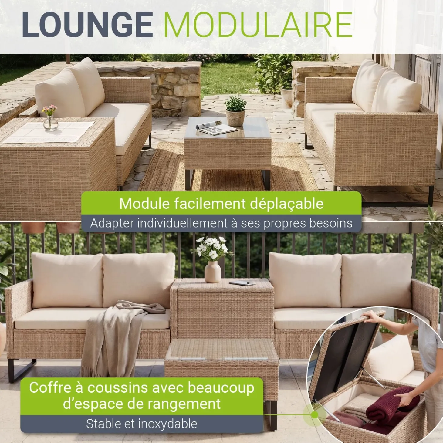Gartenlounge für 4 Personen Santorini