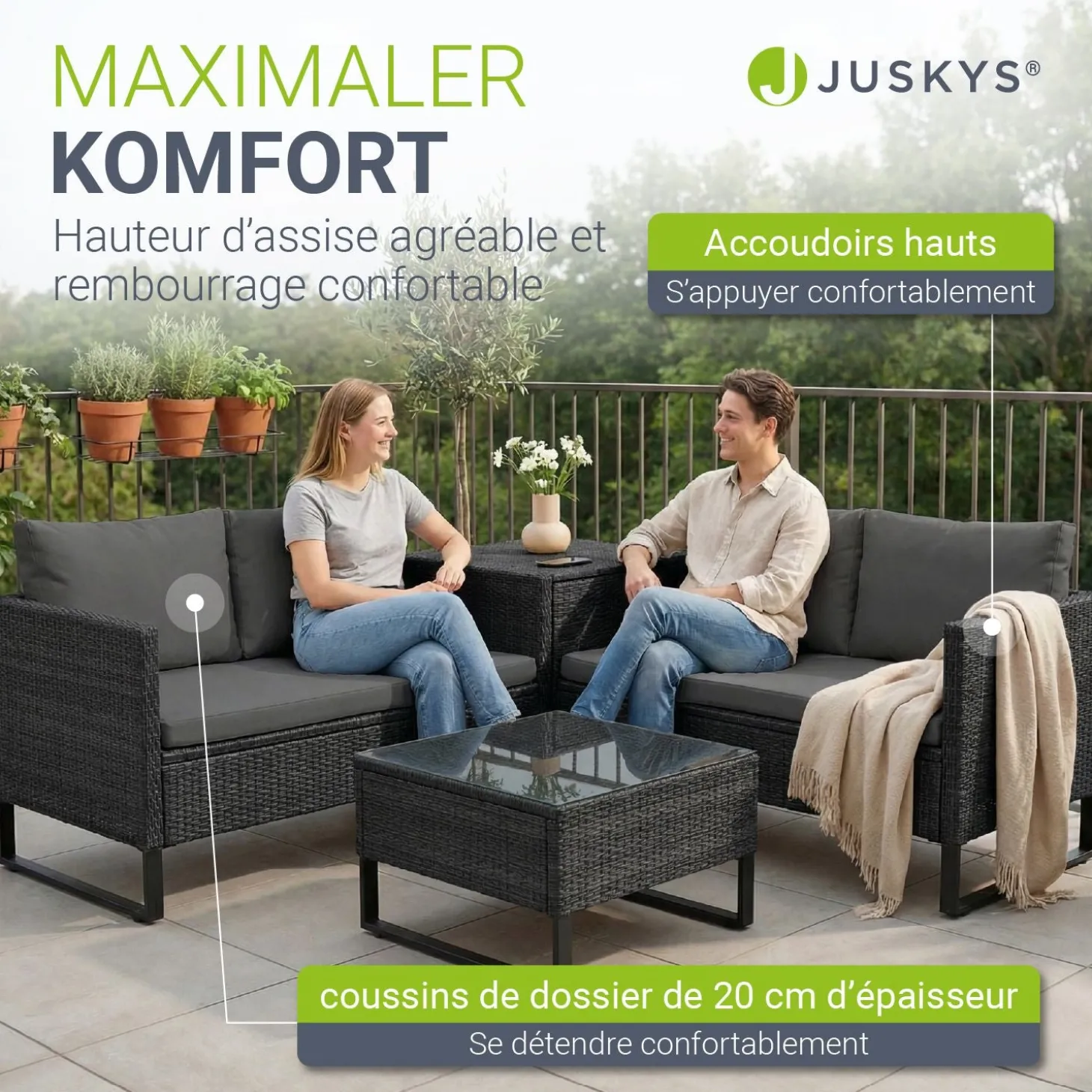 Gartenlounge für 4 Personen Santorini