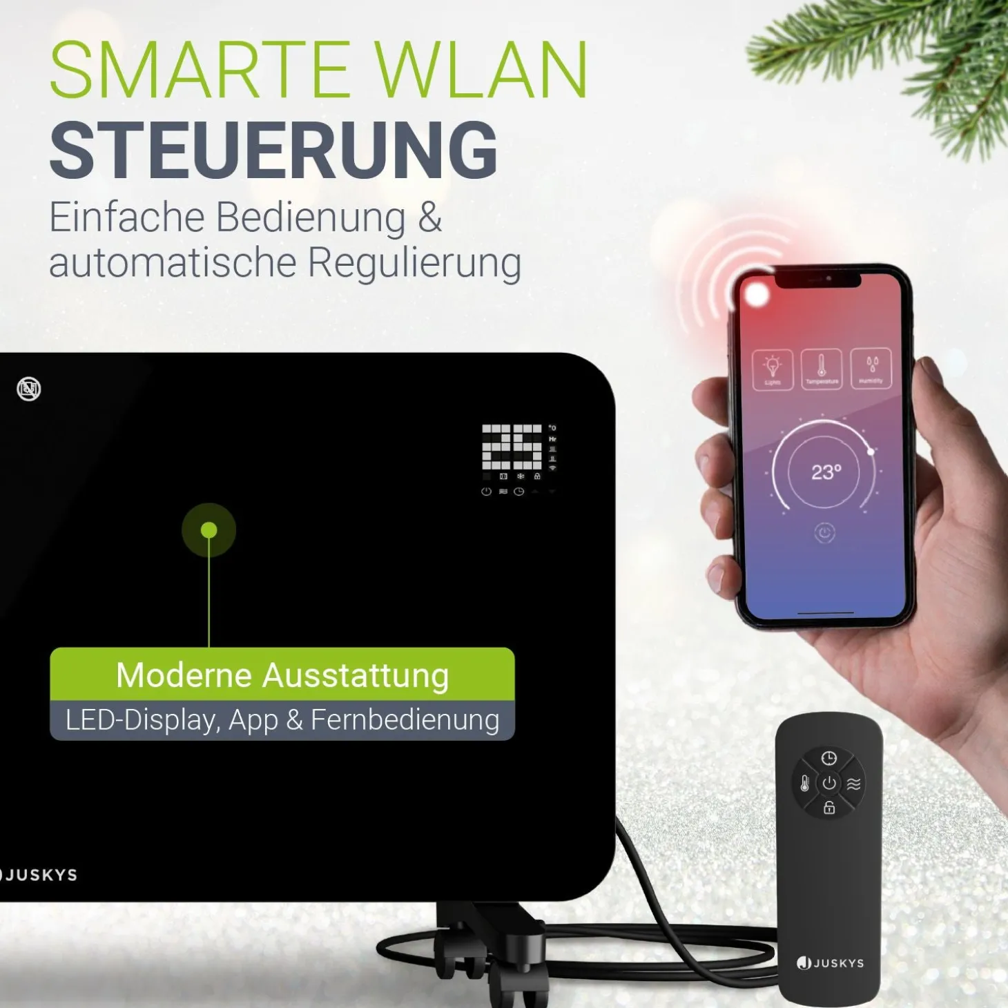 Glaskonvektor mit bis zu 2000 W