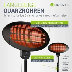 Infrarotstrahler 2000W Schwarz außen