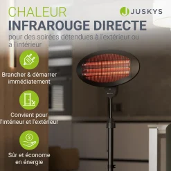 Infrarotstrahler 2000W Schwarz außen
