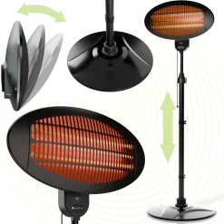 Infrarotstrahler 2000W Schwarz außen