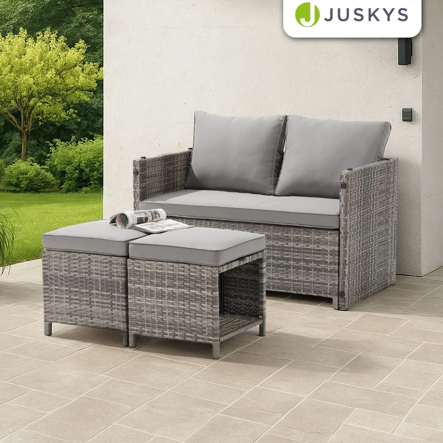 2in1 Polyrattan Gartenmöbel Jamaika