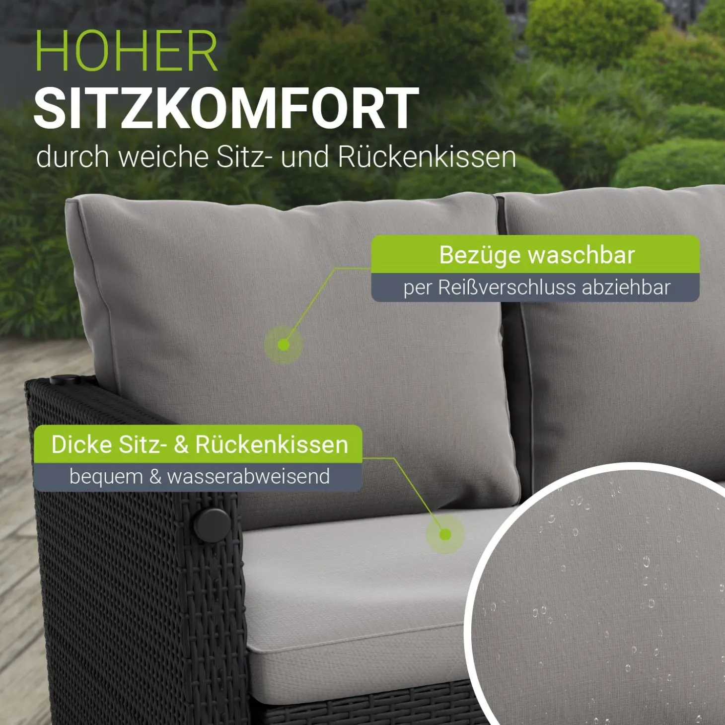 2in1 Polyrattan Gartenmöbel Jamaika