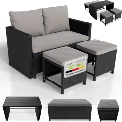 2in1 Polyrattan Gartenmöbel Jamaika