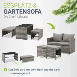 2in1 Polyrattan Gartenmöbel Jamaika