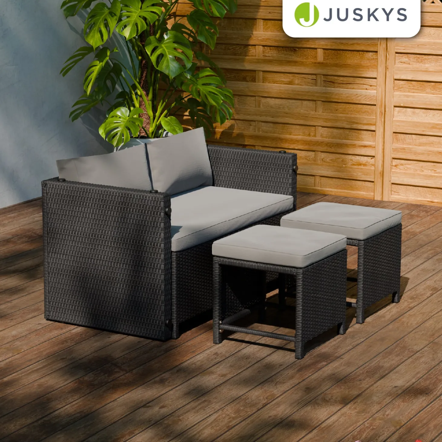 2in1 Polyrattan Gartenmöbel Jamaika