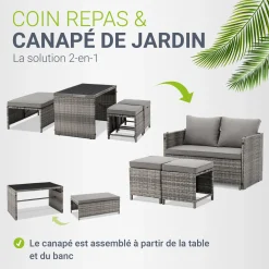 2in1 Polyrattan Gartenmöbel Jamaika