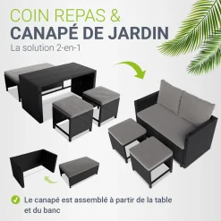 2in1 Polyrattan Gartenmöbel Jamaika