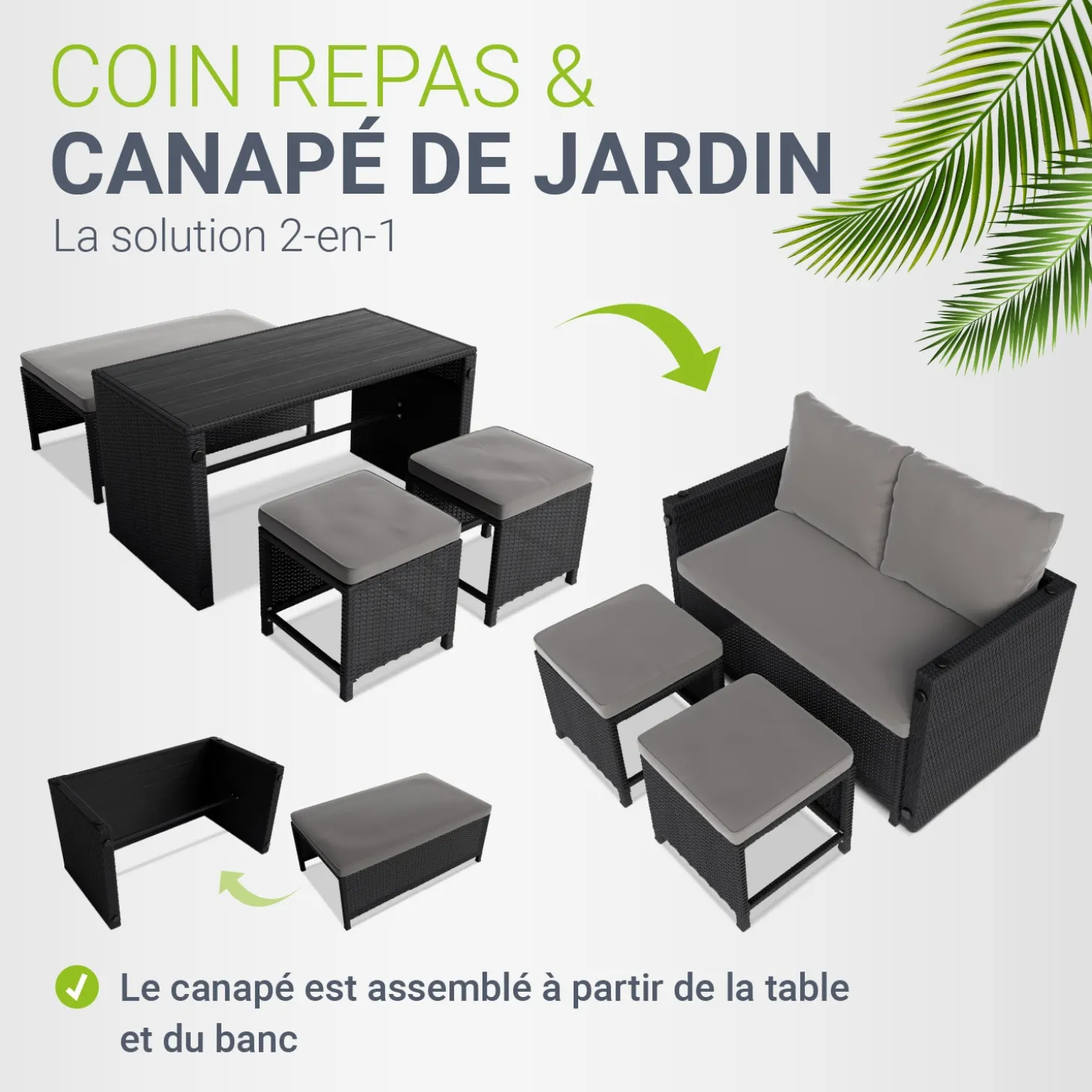 2in1 Polyrattan Gartenmöbel Jamaika