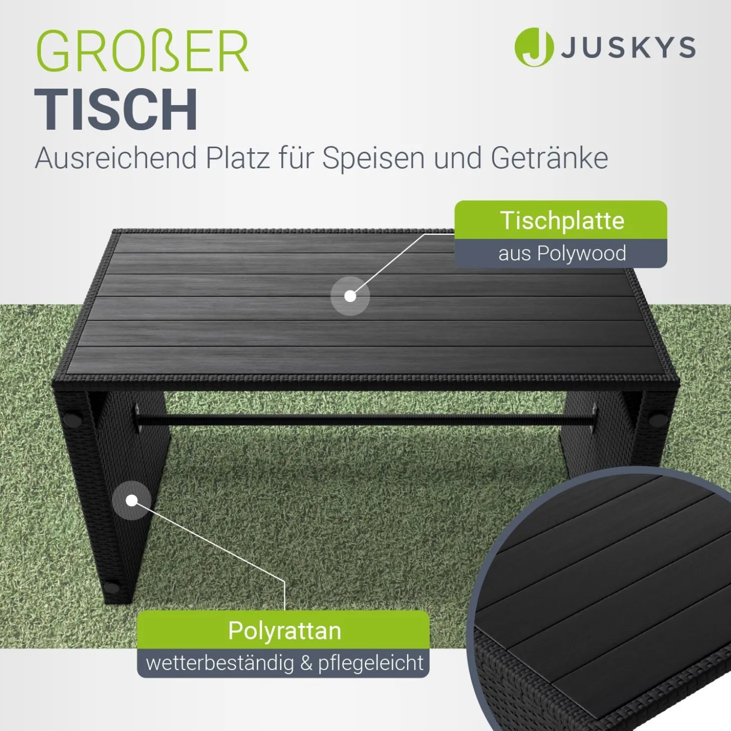 2in1 Polyrattan Gartenmöbel Jamaika