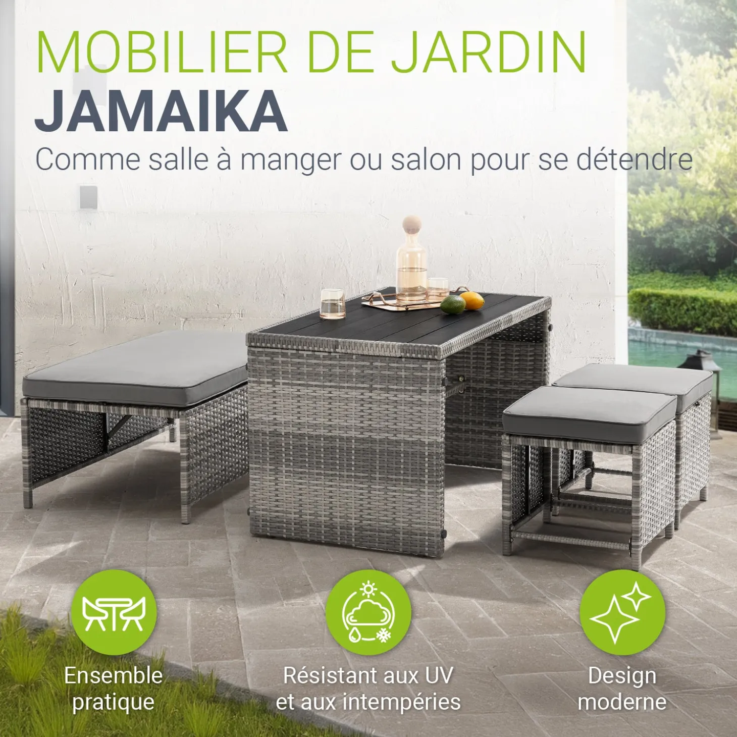 2in1 Polyrattan Gartenmöbel Jamaika