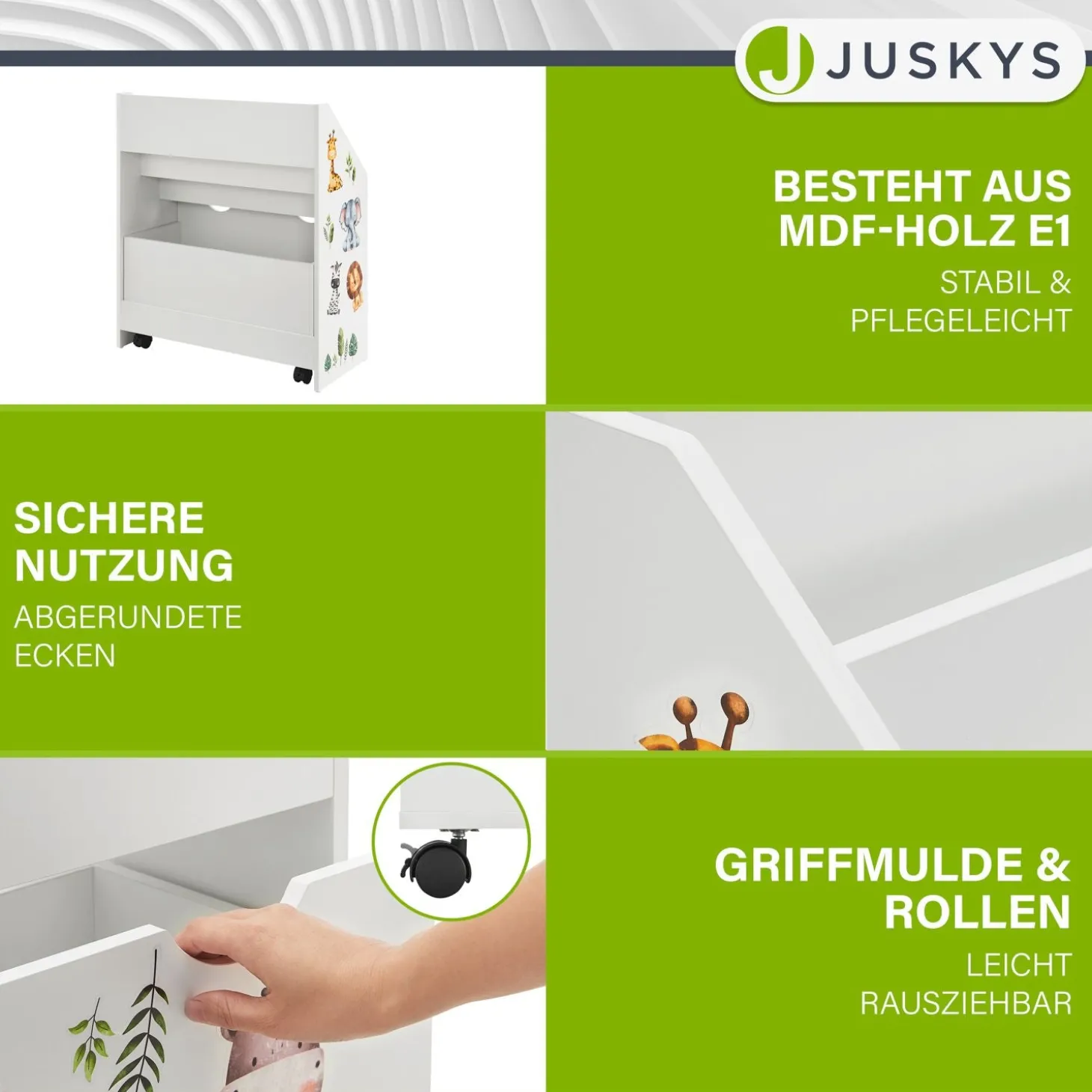 Kinder Bücherregal mit 3 Fächern und herausziehbarer Spielzeugkiste