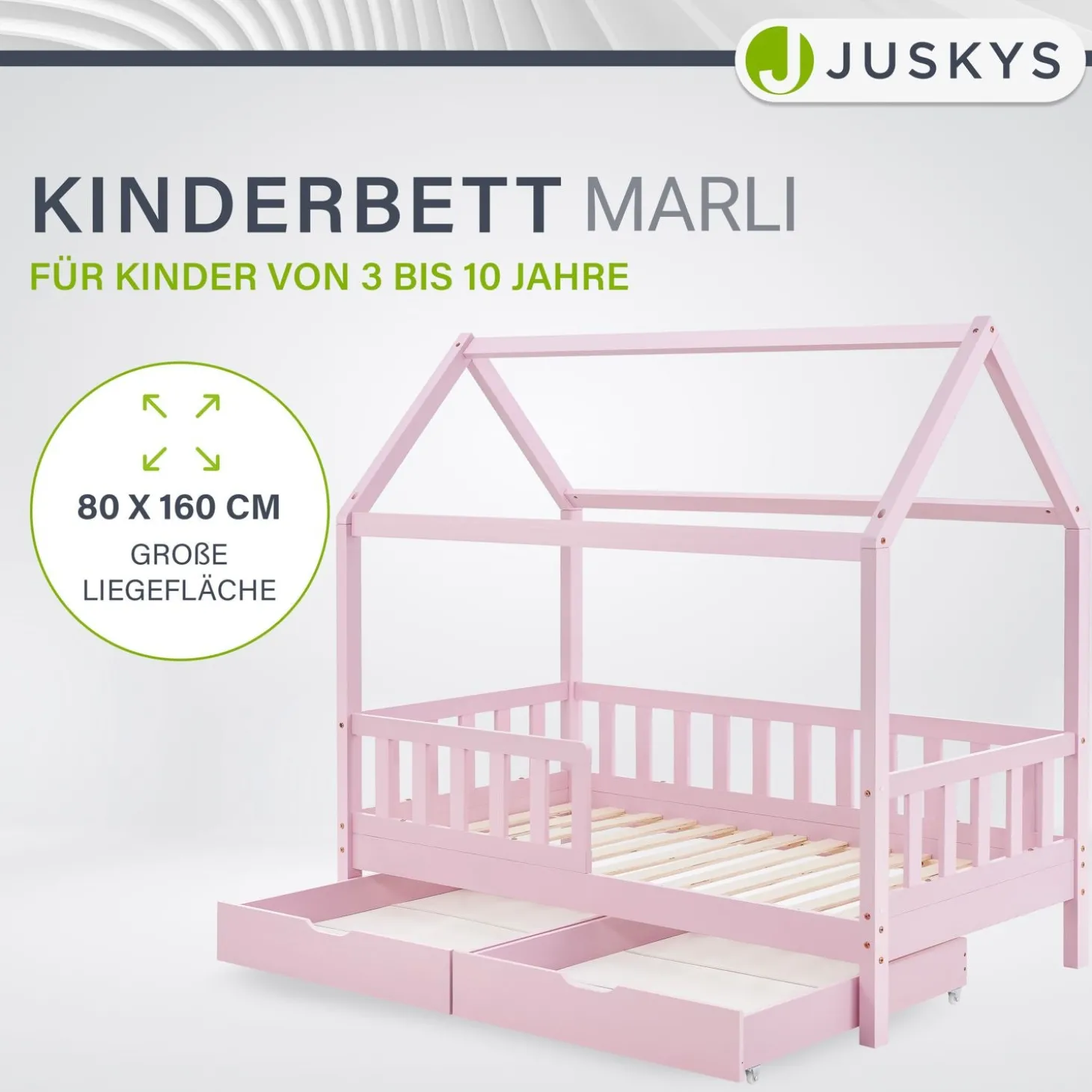 Kinderbett Marli 80 x 160 cm mit Bettkasten