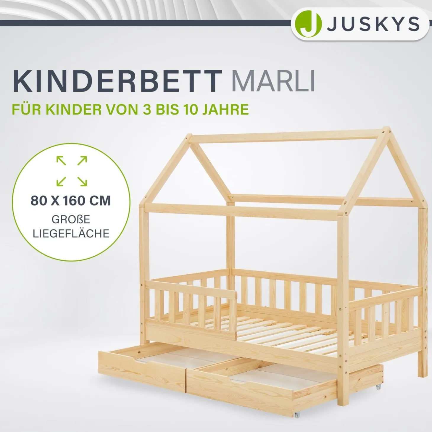 Kinderbett Marli 80 x 160 cm mit Bettkasten