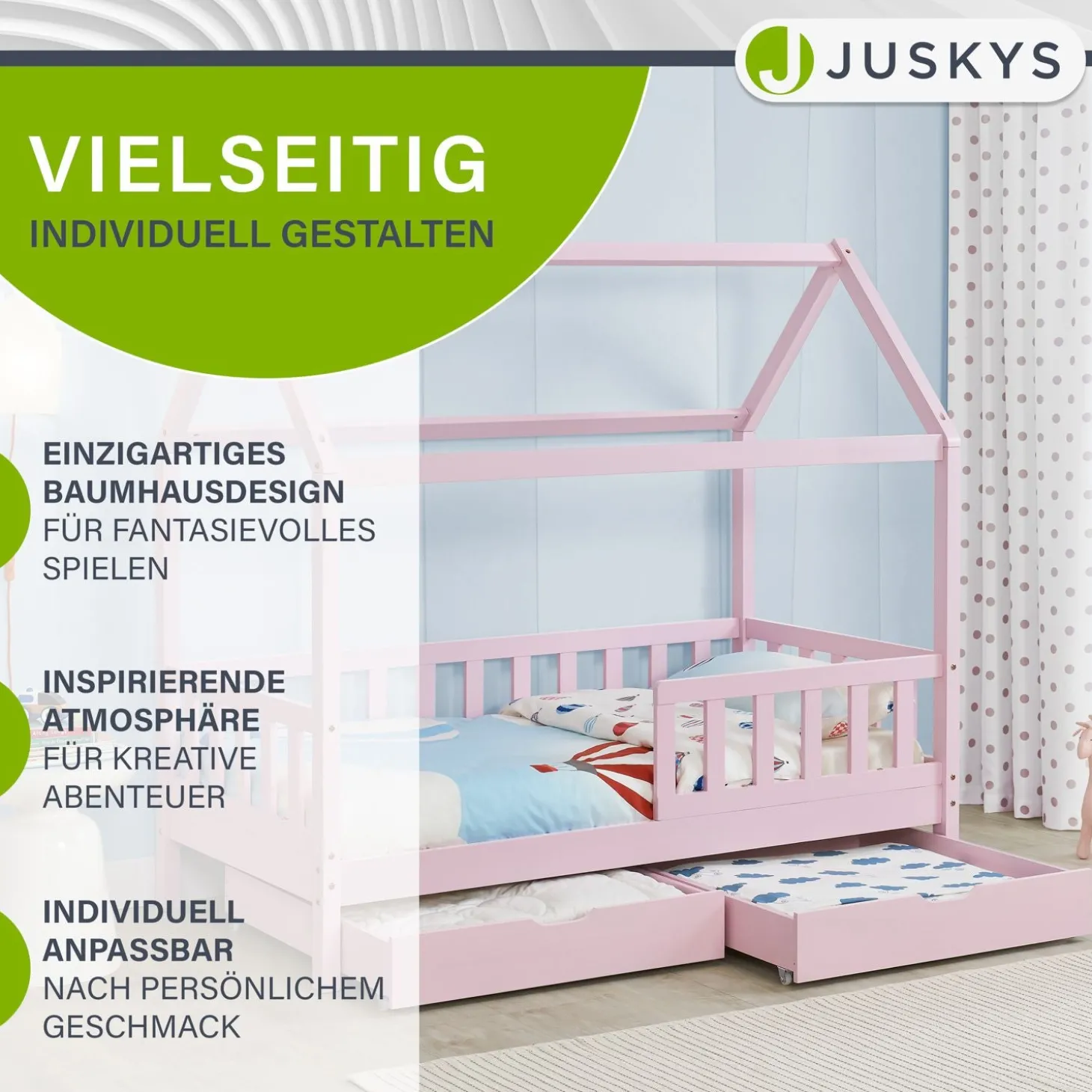 Kinderbett Marli 90 x 200 cm mit Bettkasten