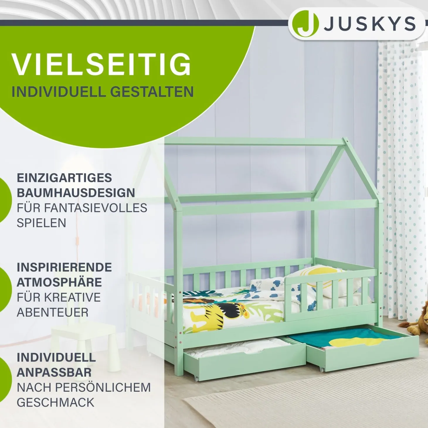 Kinderbett Marli 90 x 200 cm mit Bettkasten