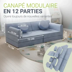 Kindersofa Kayo mit Cord Bezug & Kissen