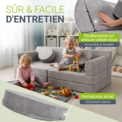 Kindersofa Kayo mit Cord Bezug & Kissen
