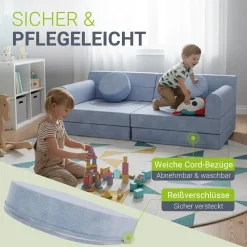 Kindersofa Kayo mit Cord Bezug & Kissen