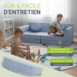 Kindersofa Kayo mit Cord Bezug & Kissen