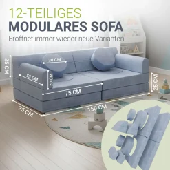 Kindersofa Kayo mit Cord Bezug & Kissen