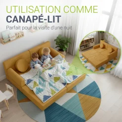 Kindersofa Kayo mit Cord Bezug & Kissen