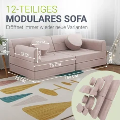 Kindersofa Kayo mit Cord Bezug & Kissen