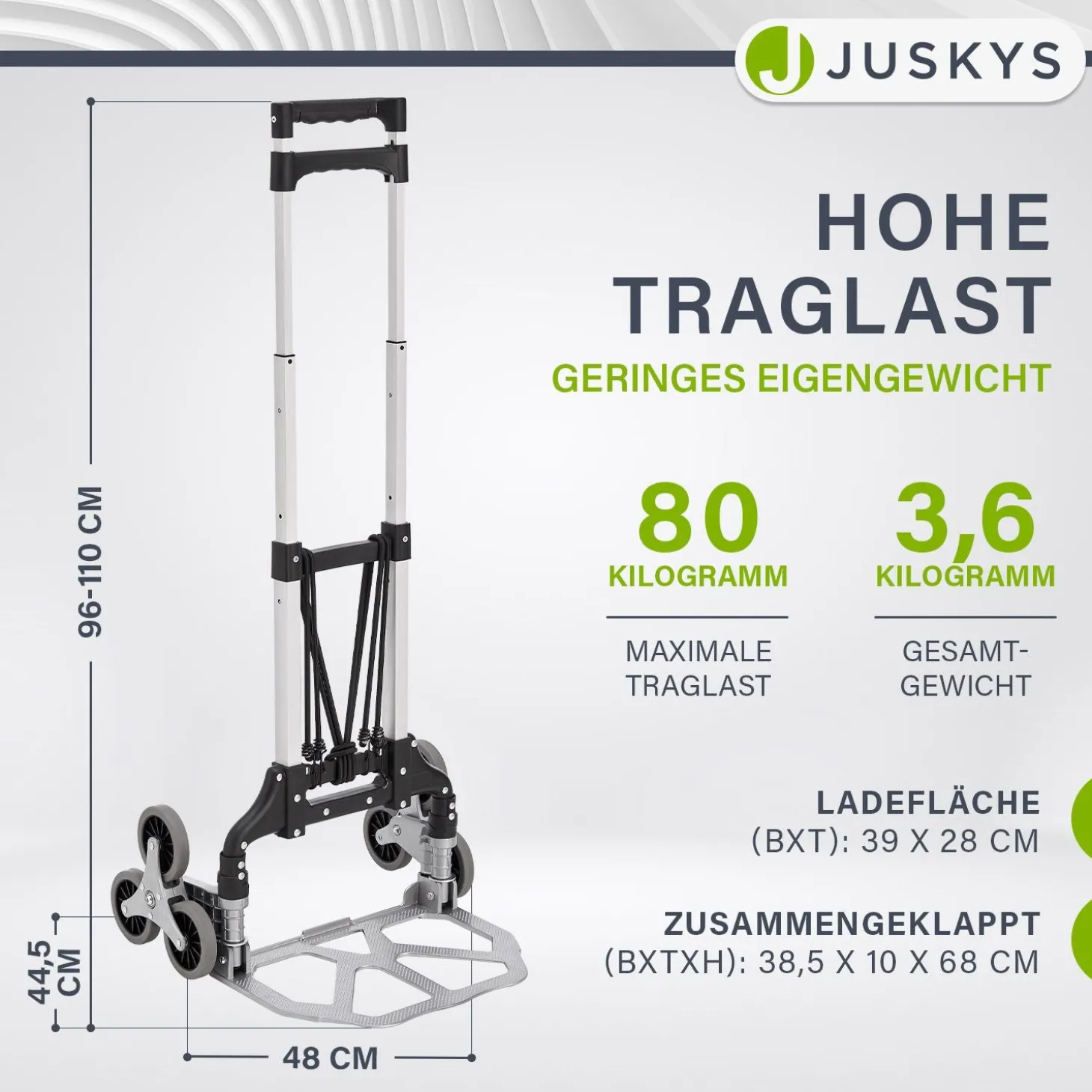 Klappbare Treppensackkarre bis 80 kg