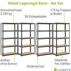 Lagerregal Basic 2er bis 8er Set 180 x 90 x 40 cm