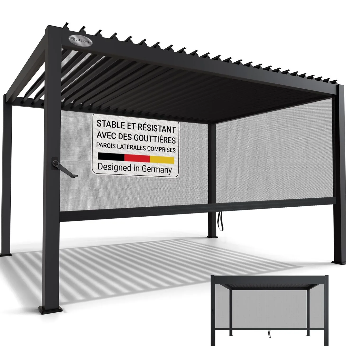 Lamellendach Tahiti 3 x 4 m inkl. 1x Seitenwand 4 m