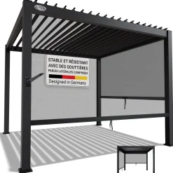 Lamellendach Tahiti 3 x 3 m inkl. 2x Seitenwand 3 m