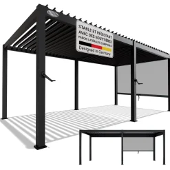Lamellendach Tahiti 3 x 5,9 m inkl. 1x Seitenwand 3 m