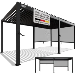 Lamellendach Tahiti 3 x 5,9 m inkl. 2x Seitenwand 3 m