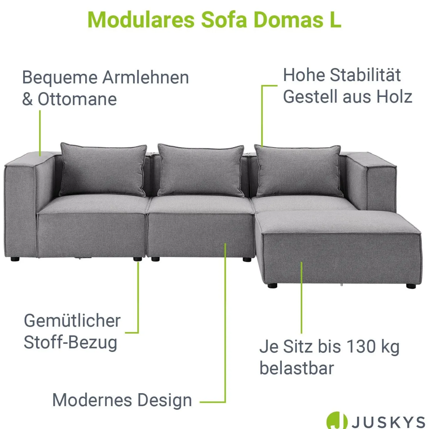 Modulares Sofa Domas L - 3 Sitzer
