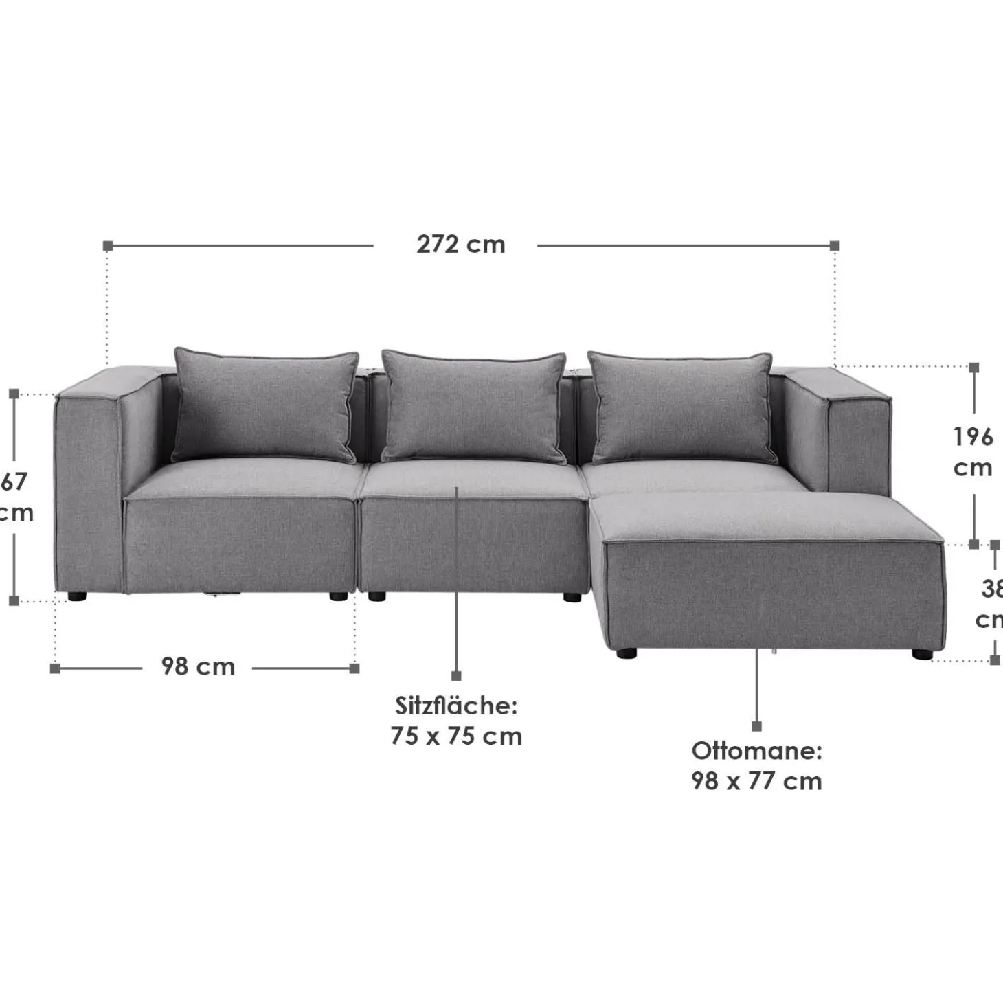 Modulares Sofa Domas L - 3 Sitzer