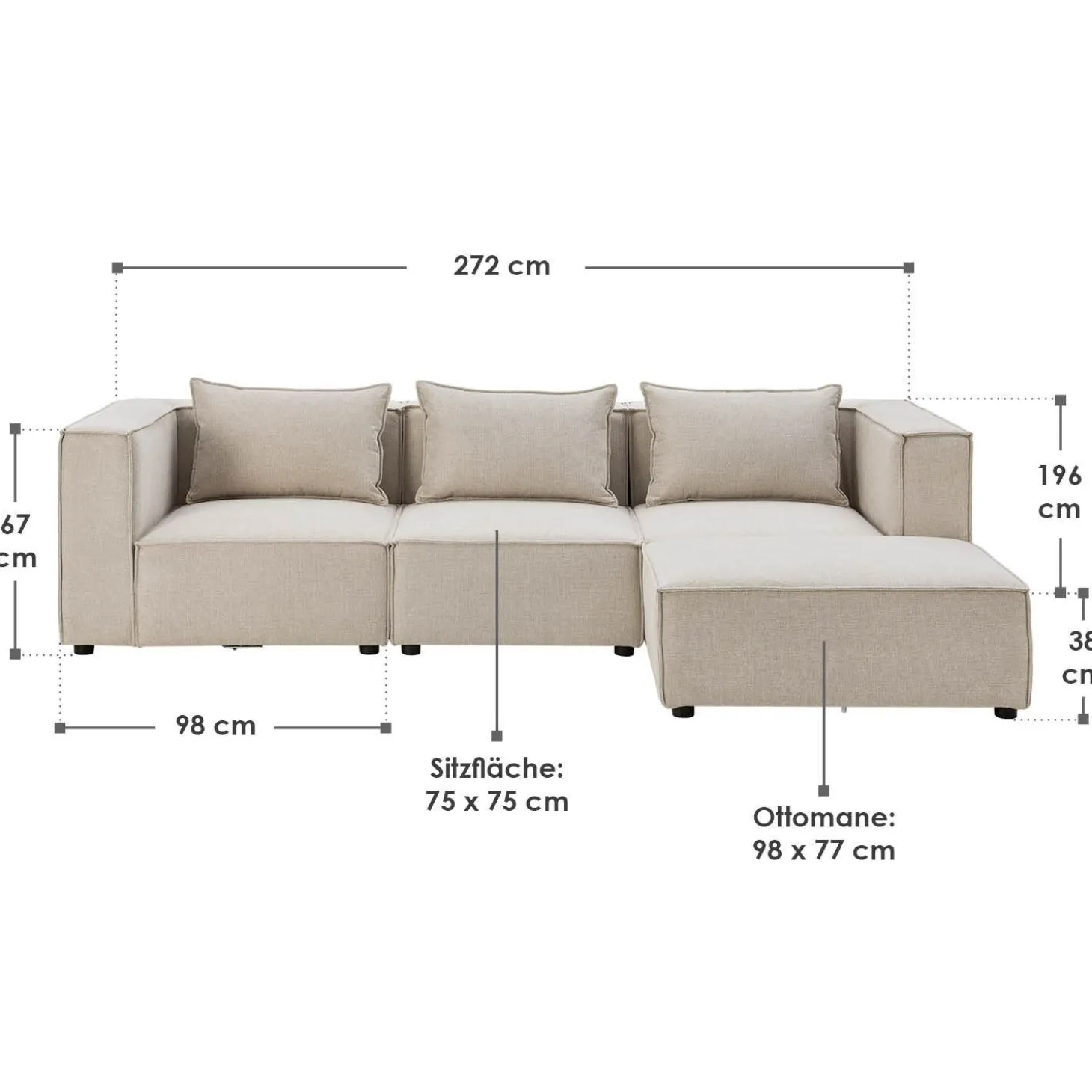 Modulares Sofa Domas L - 3 Sitzer