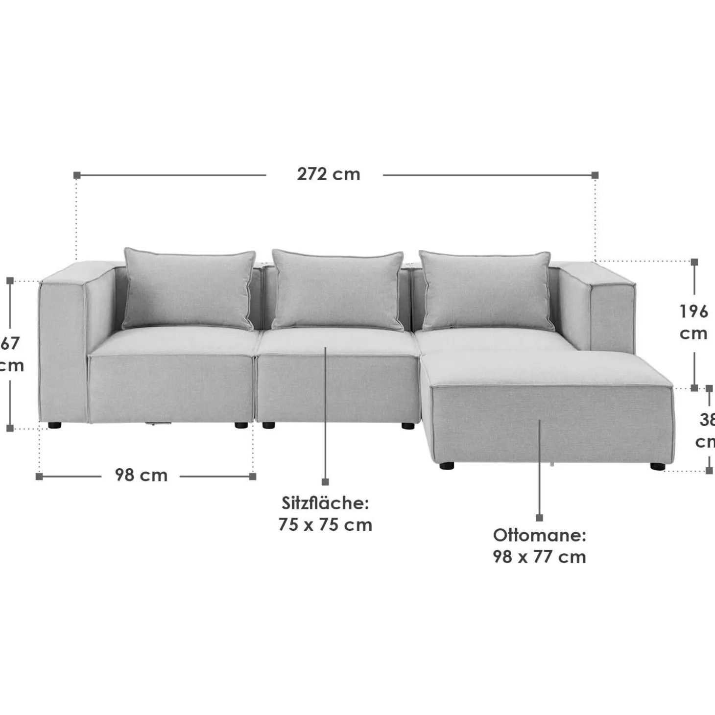 Modulares Sofa Domas L - 3 Sitzer
