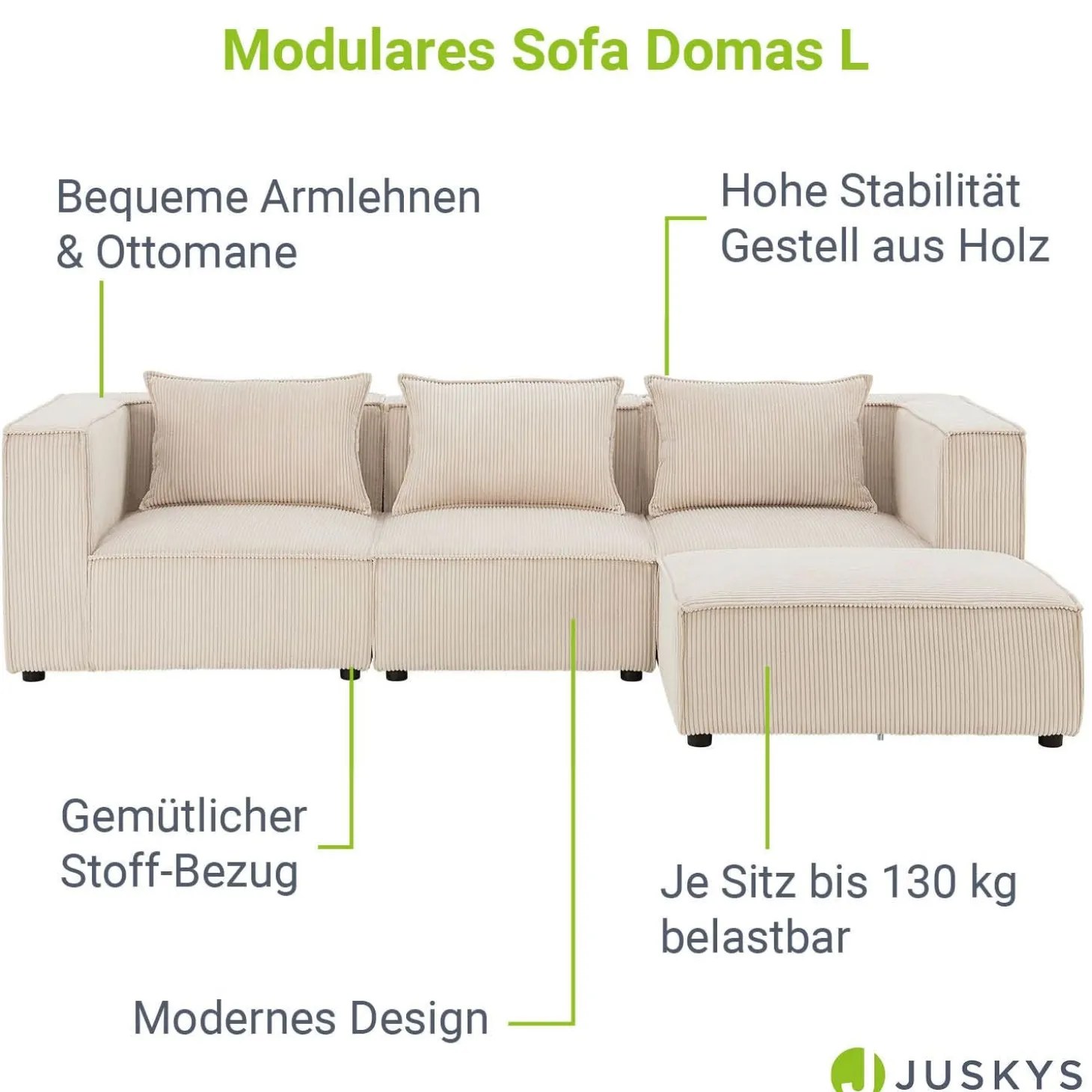 Modulares Sofa Domas L - 3 Sitzer