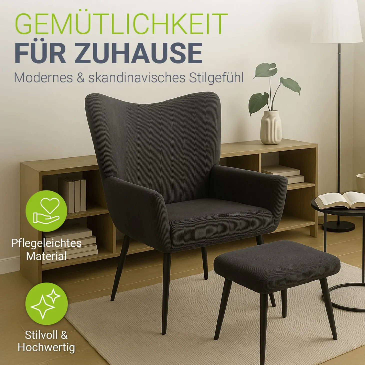 Ohrensessel mit optionalem Hocker Odense